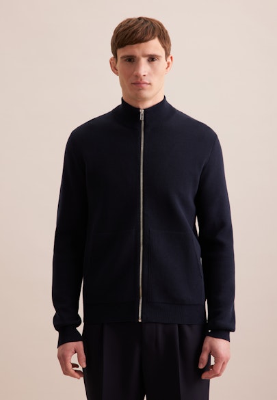 Regular Strick-Jacke Uni in Dunkelblau |  Seidensticker Onlineshop