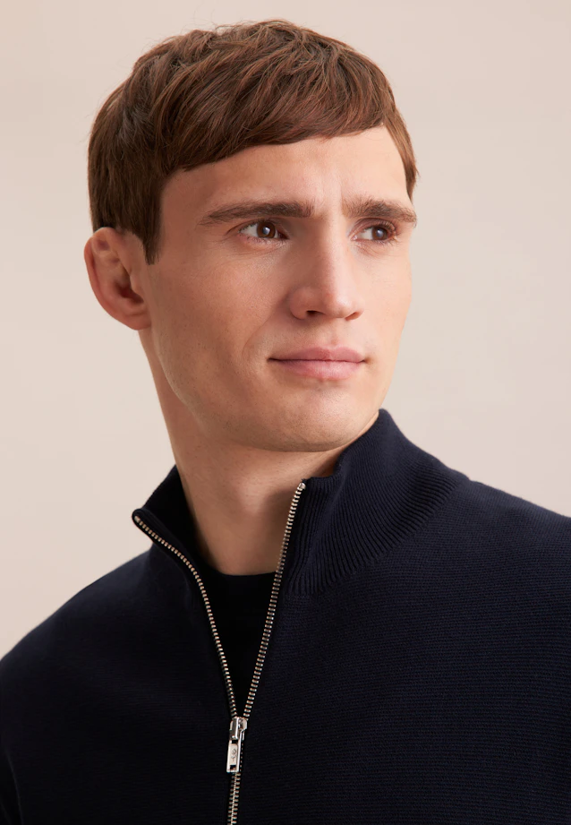 Stand-Up Collar Knitted jacket  , Uni in Dark Blue |  Seidensticker Onlineshop