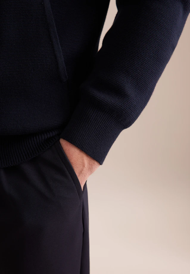Stand-Up Collar Knitted jacket  , Uni in Dark Blue |  Seidensticker Onlineshop