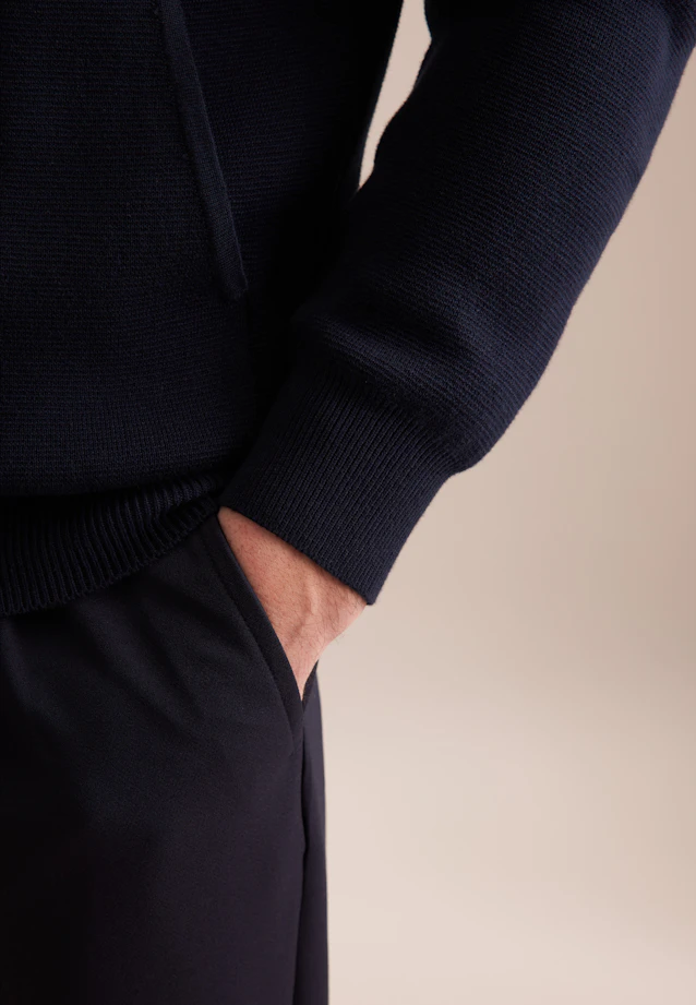 Stand-Up Collar Knitted jacket  , Uni in Dark Blue |  Seidensticker Onlineshop
