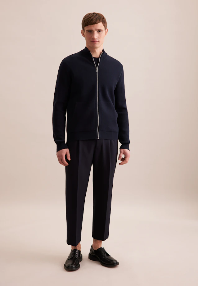 Stand-Up Collar Knitted jacket  , Uni in Dark Blue |  Seidensticker Onlineshop