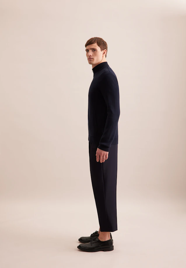 Stand-Up Collar Knitted jacket  , Uni in Dark Blue |  Seidensticker Onlineshop