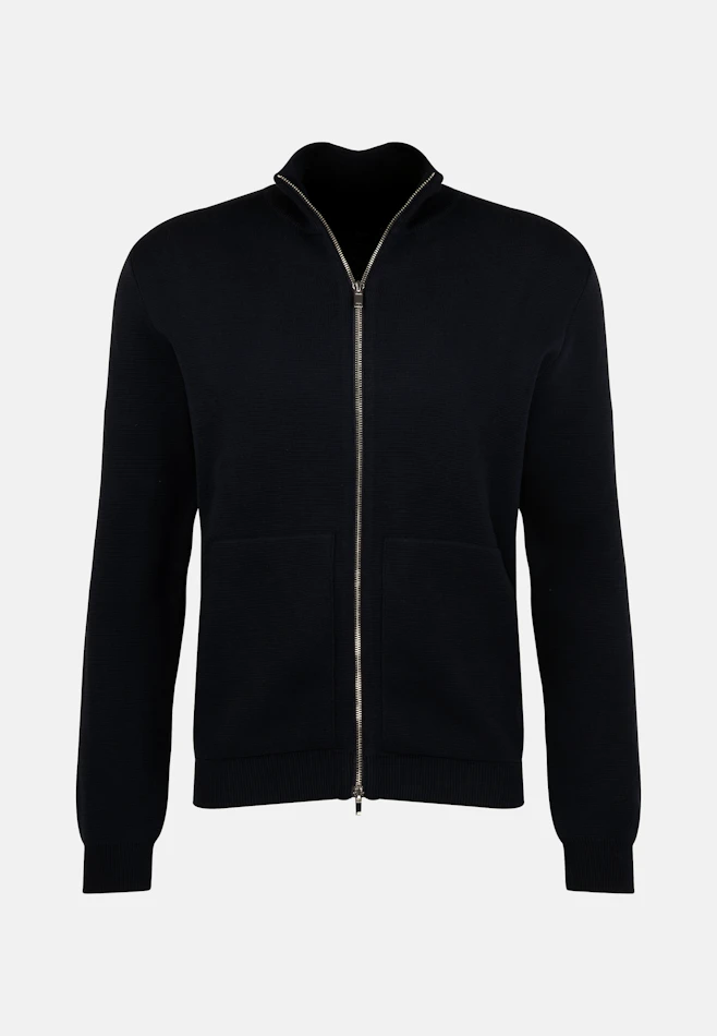 Regular Strick-Jacke Uni in Dunkelblau | Seidensticker Onlineshop