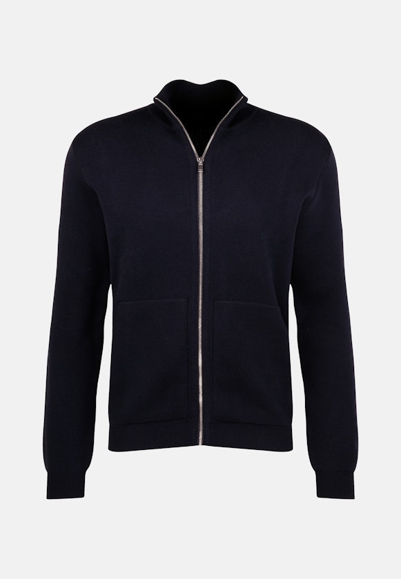 Regular Strick-Jacke Uni in Dunkelblau |  Seidensticker Onlineshop
