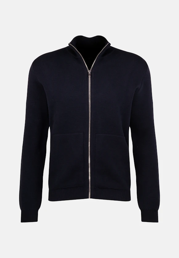 Stand-Up Collar Knitted jacket  , Uni in Dark Blue |  Seidensticker Onlineshop