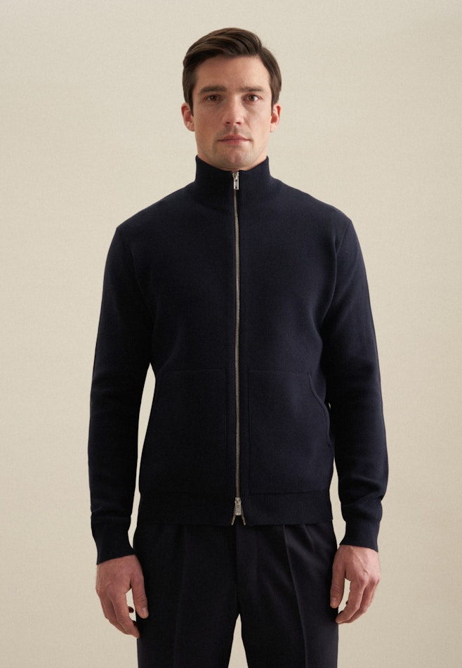 Long sleeve Structure Knit Jacket in Dark Blue | Seidensticker online shop