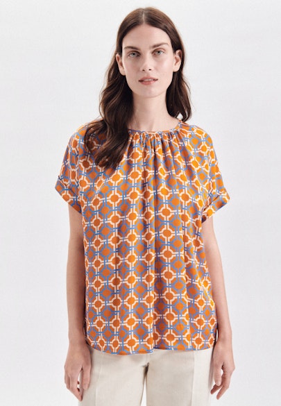 Regular Shirtbluse Kettenprint in Orange |  Seidensticker Onlineshop