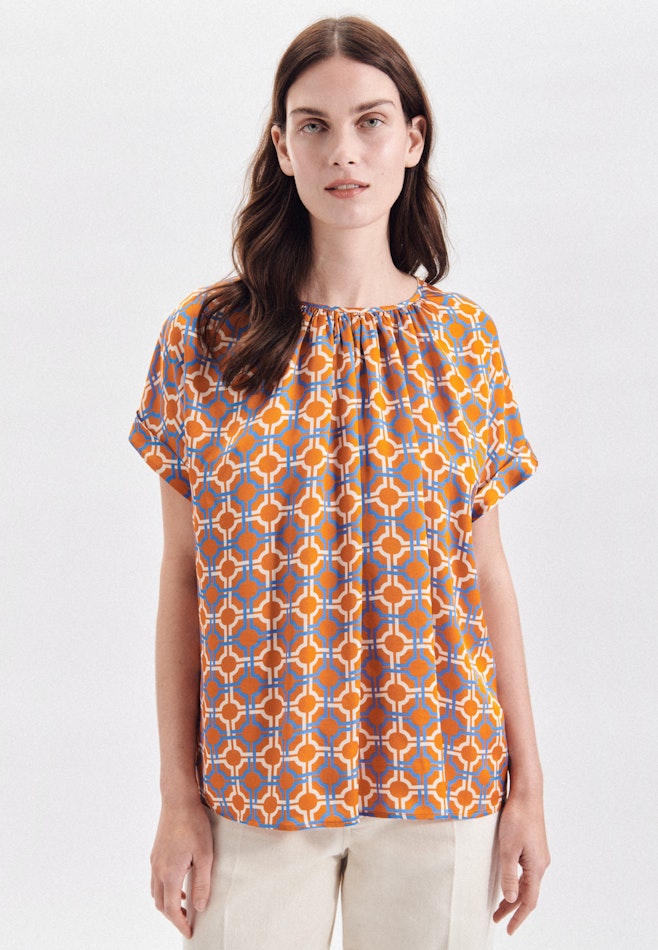 Kurzarm Satin Shirtbluse in Orange | Seidensticker Onlineshop