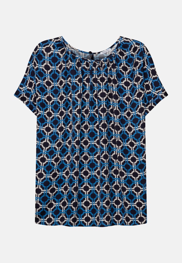 Korte mouwen Satin Shirtblouse in Donkerblauw |  Seidensticker Onlineshop