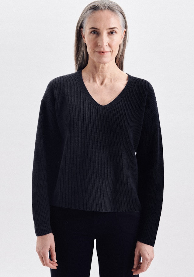 Regular Fit Pullover Uni in Dunkelblau | Seidensticker Onlineshop