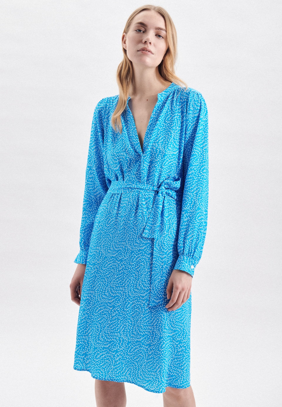 V-Neck Kleid Regular in Mittelblau |  Seidensticker Onlineshop