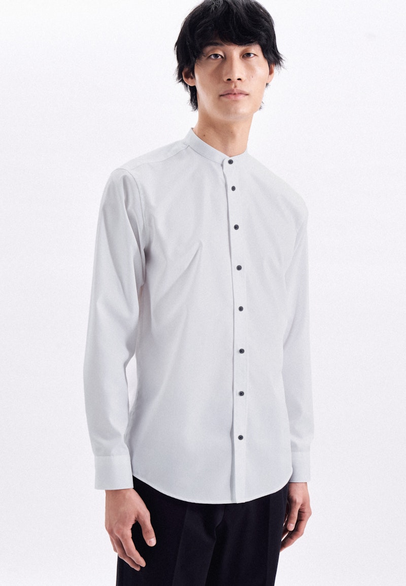 Non-iron Poplin Business Shirt in Regular with Stand-Up Collar