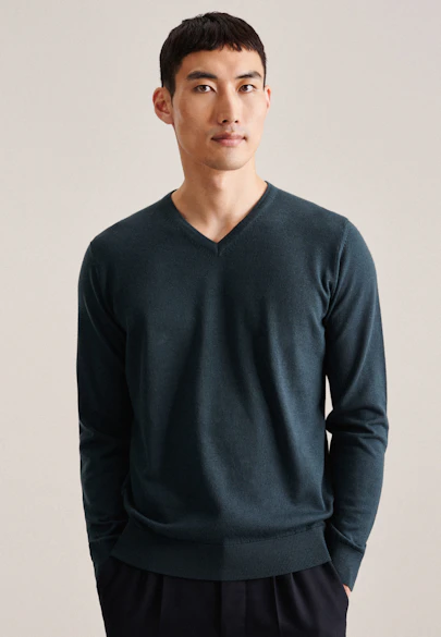 Regular Pullover Uni in Grün |  Seidensticker Onlineshop