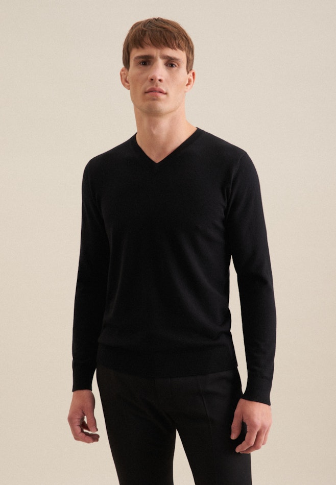 V-Neck Pullover in Black | Seidensticker online shop