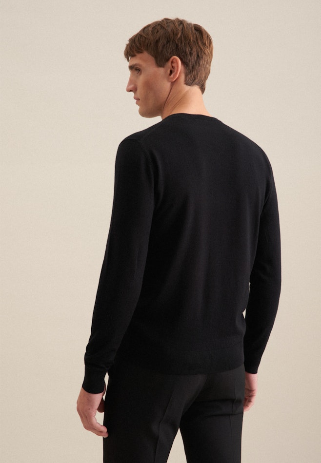 V-neck Pullover , Uni in Black | Seidensticker online shop