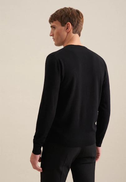 V-neck Pullover  , Uni in Black |  Seidensticker Onlineshop