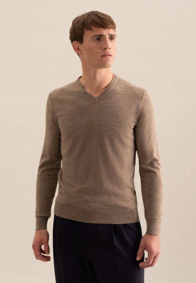 V-Neck Pullover Regular in Braun | Seidensticker Onlineshop