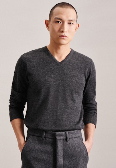 V-neck Pullover  , Uni in Grey |  Seidensticker Onlineshop