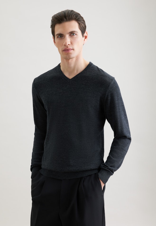 Regular Pull-over Uni dans Gris | Boutique en ligne Seidensticker