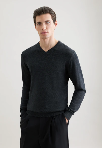 Regular Pullover Uni in Grau |  Seidensticker Onlineshop