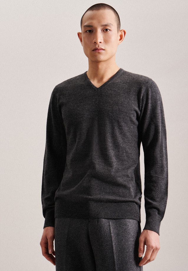 Regular Pullover Uni in Grau |  Seidensticker Onlineshop