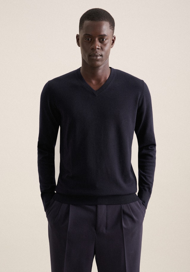 Regular Pullunder, Pullover Uni in Bleu Foncé | Seidensticker Onlineshop