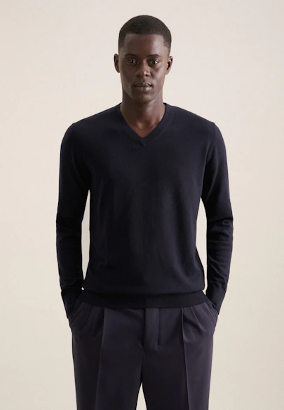 Regular Pullover Uni in Dunkelblau |  Seidensticker Onlineshop