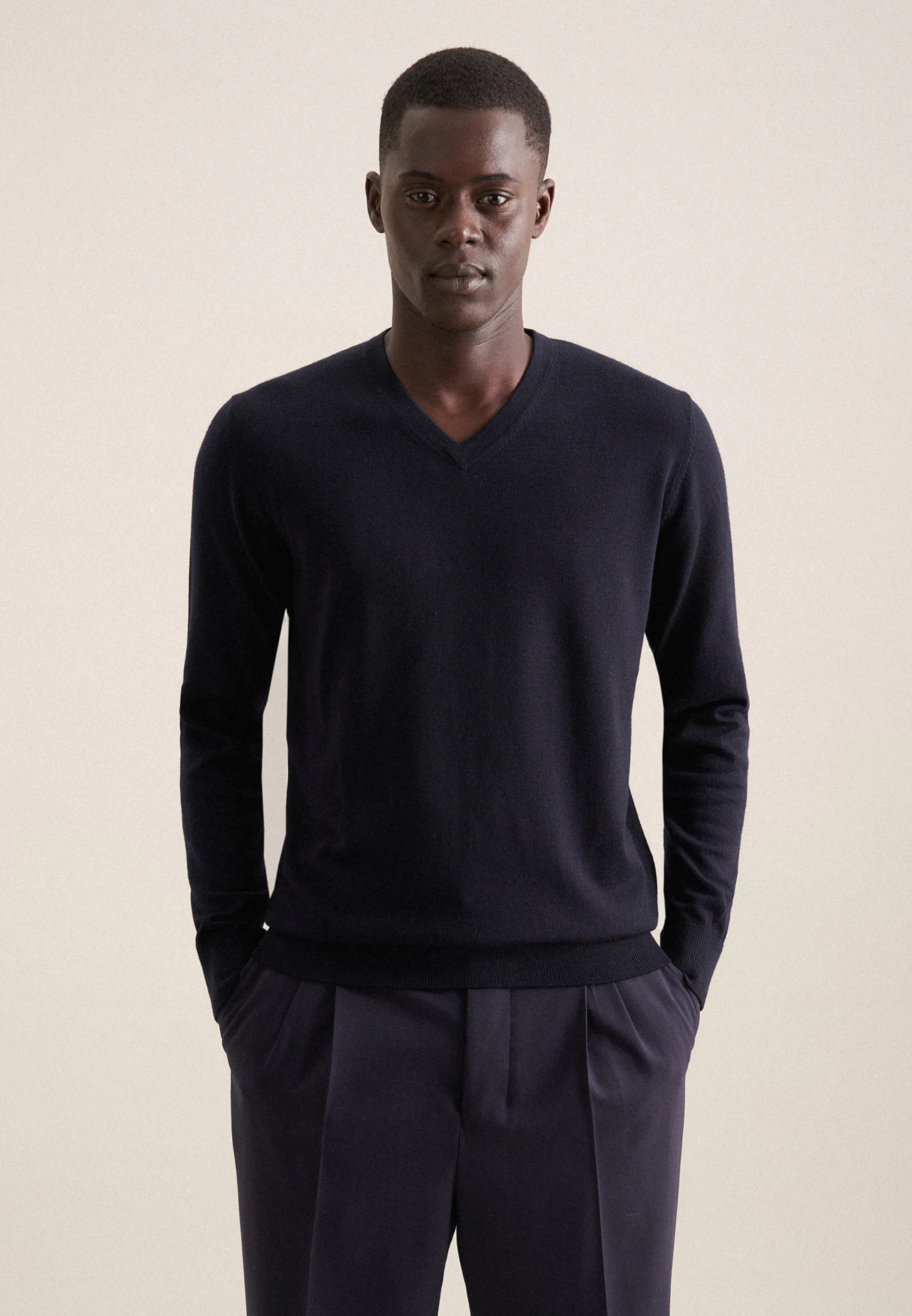 Regular Pullover Uni Blau L