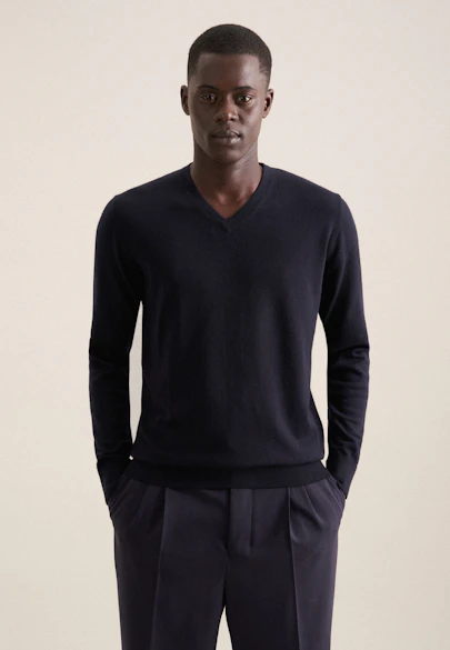 V-neck Pullover  , Uni in Dark Blue |  Seidensticker Onlineshop