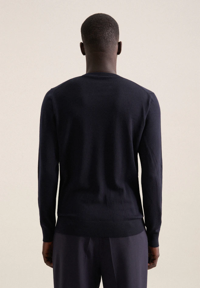 Regular Pull-over Uni dans Bleu Foncé | Boutique en ligne Seidensticker