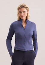 Kelchkragenbluse mit Stretchanteil slim fit in Bleu Foncé |  Seidensticker Onlineshop