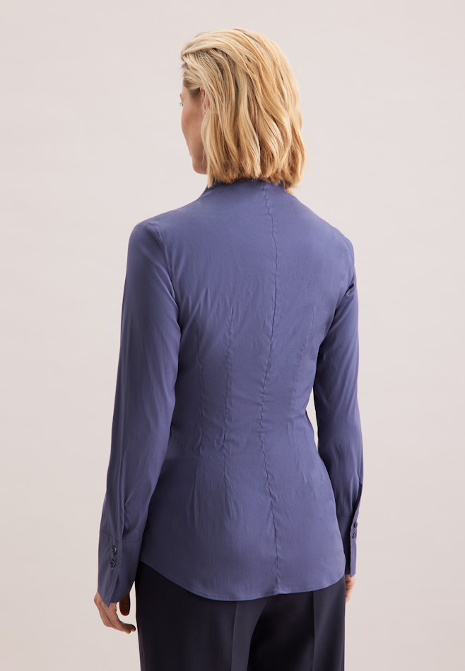 Kelchkragenbluse mit Stretchanteil slim fit in Dunkelblau | Seidensticker Onlineshop