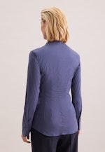 Kelchkragenbluse mit Stretchanteil slim fit in Bleu Foncé |  Seidensticker Onlineshop