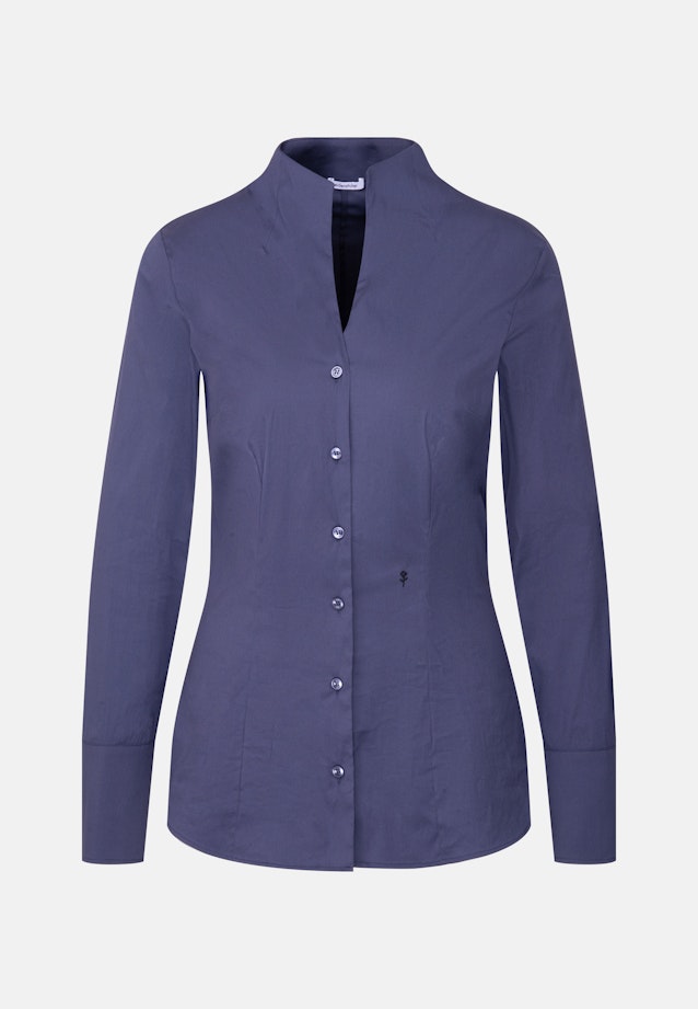 Kelchkragenbluse mit Stretchanteil slim fit in Bleu Foncé |  Seidensticker Onlineshop