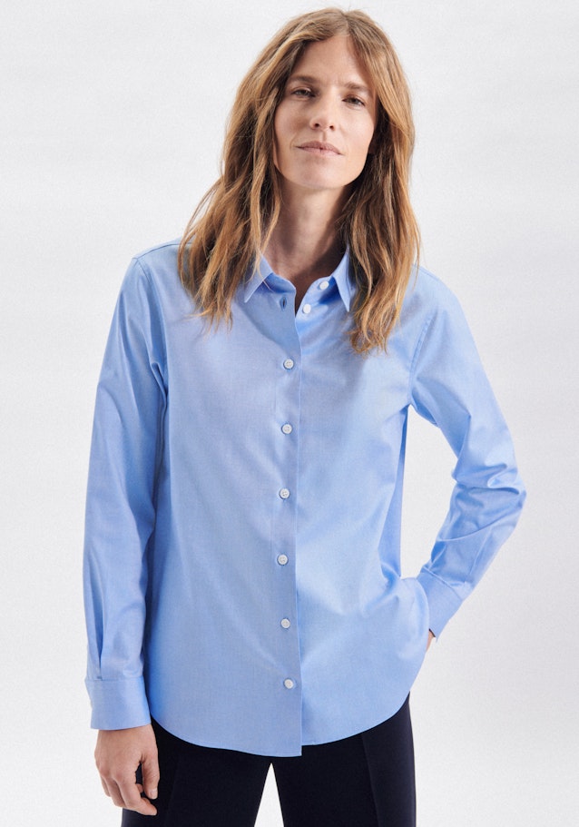 Lange mouwen Oxford Shirtblouse in Lichtblauw |  Seidensticker Onlineshop