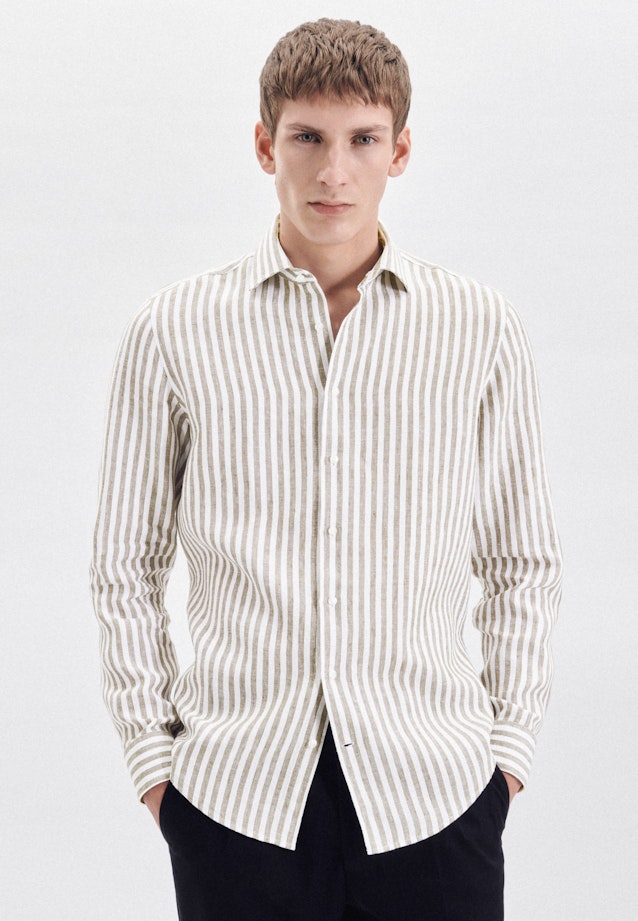 Slim Chemise en lin rayures in Vert |  Seidensticker Onlineshop