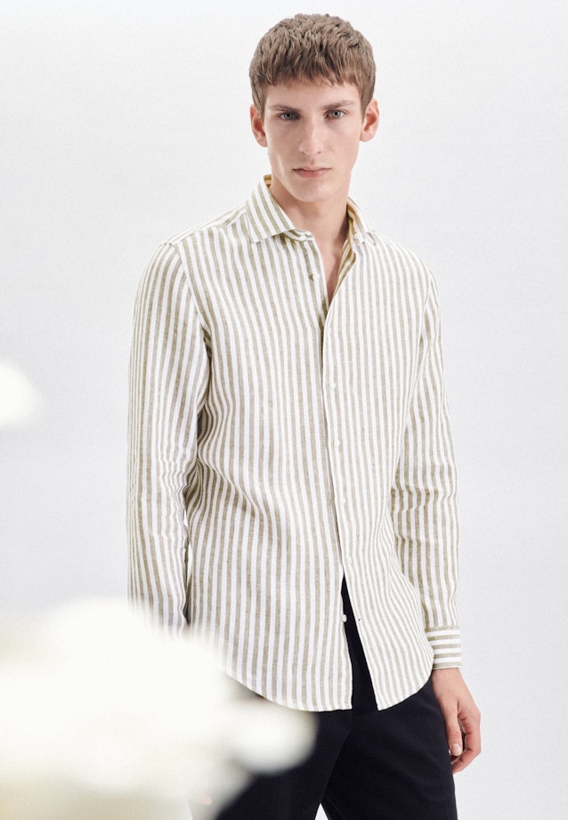 Slim Chemise en lin rayures in Vert |  Seidensticker Onlineshop