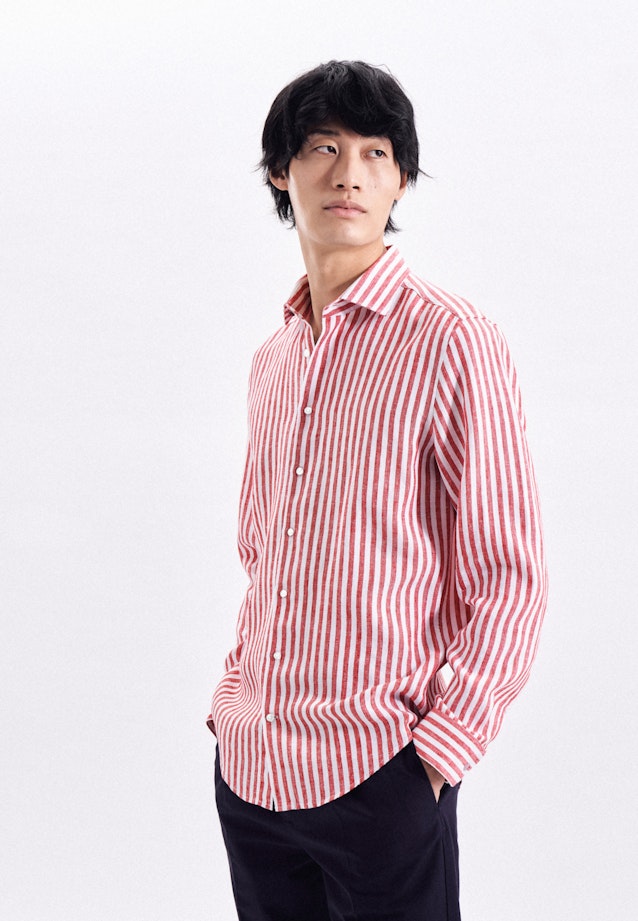 Linen shirt in Slim with Kent-Collar in Red |  Seidensticker Onlineshop