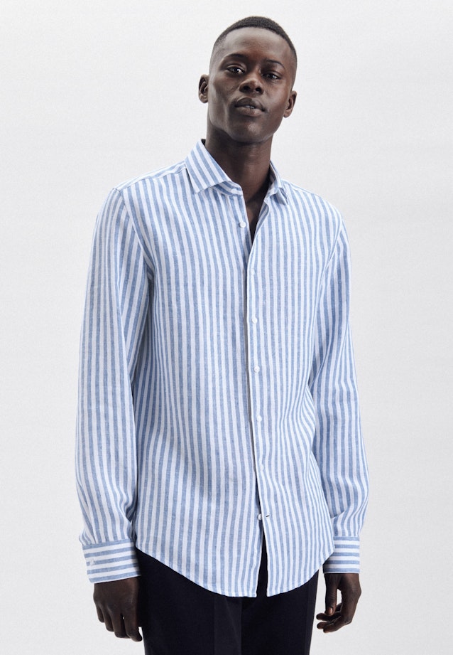Slim Chemise en lin A Rayures in Bleu Clair |  Seidensticker Onlineshop