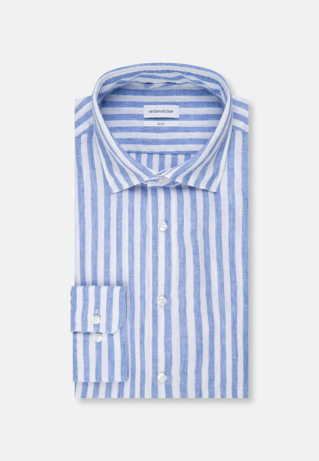 Slim Linen shirt Stripe in Light Blue |  Seidensticker Onlineshop