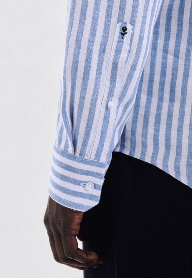 Slim Chemise en lin A Rayures in Bleu Clair |  Seidensticker Onlineshop