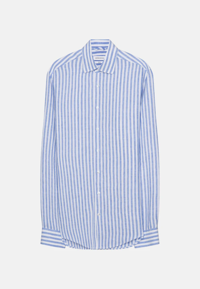 Slim Linen shirt Stripe in Light Blue |  Seidensticker Onlineshop