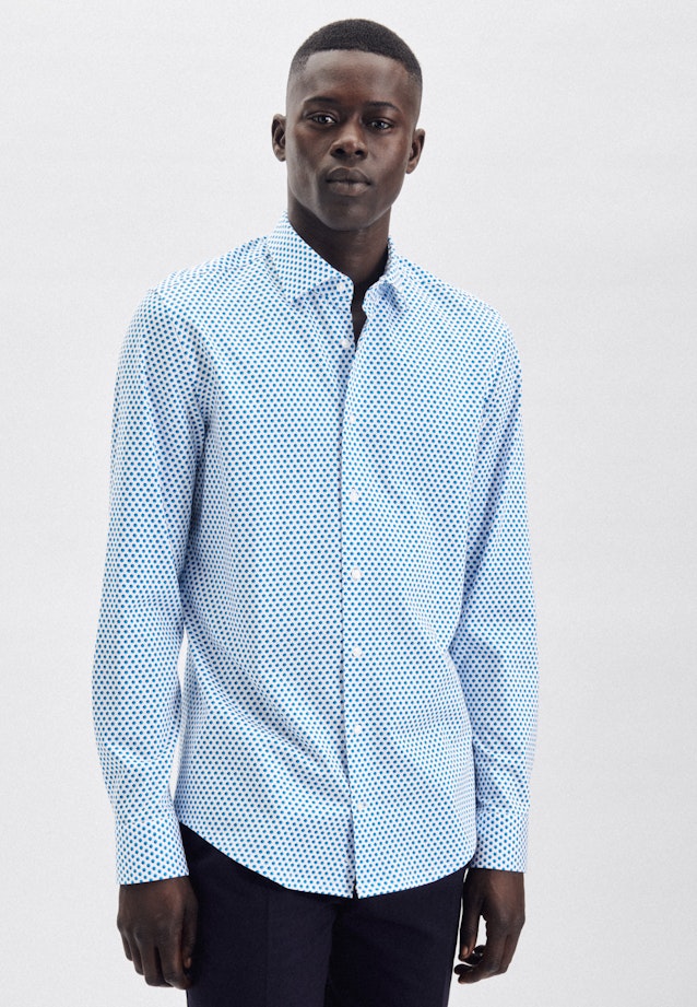 Shaped Performancehemd Druck in Türkis |  Seidensticker Onlineshop