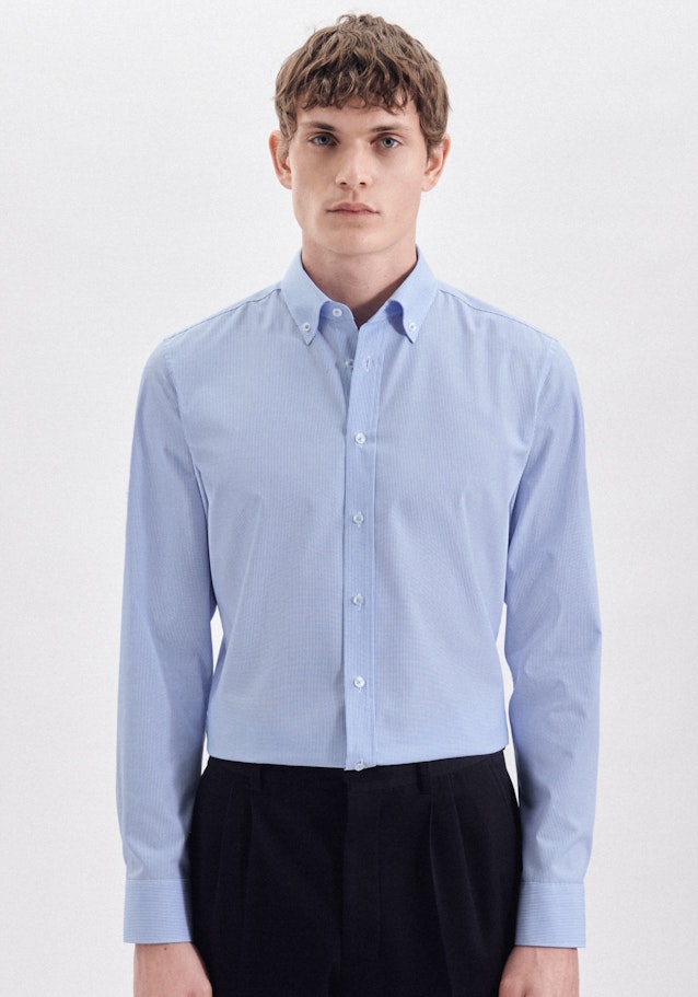 Non-iron Popeline Business overhemd in Slim with Button-Down-Kraag in Lichtblauw |  Seidensticker Onlineshop