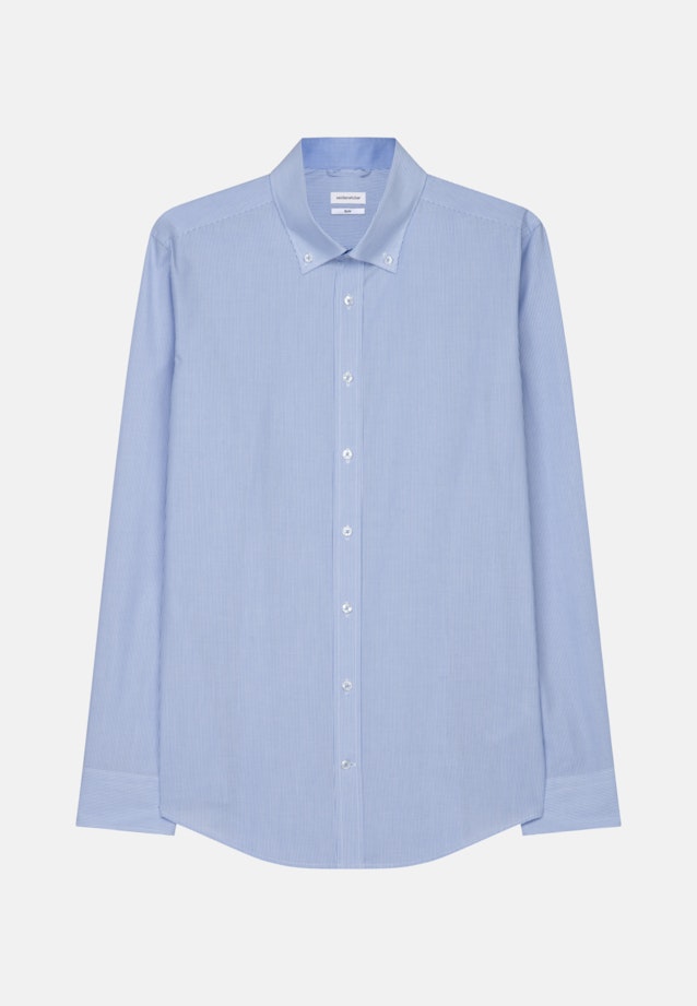 Non-iron Poplin Business Shirt in Slim with Button-Down-Collar in Light Blue |  Seidensticker Onlineshop