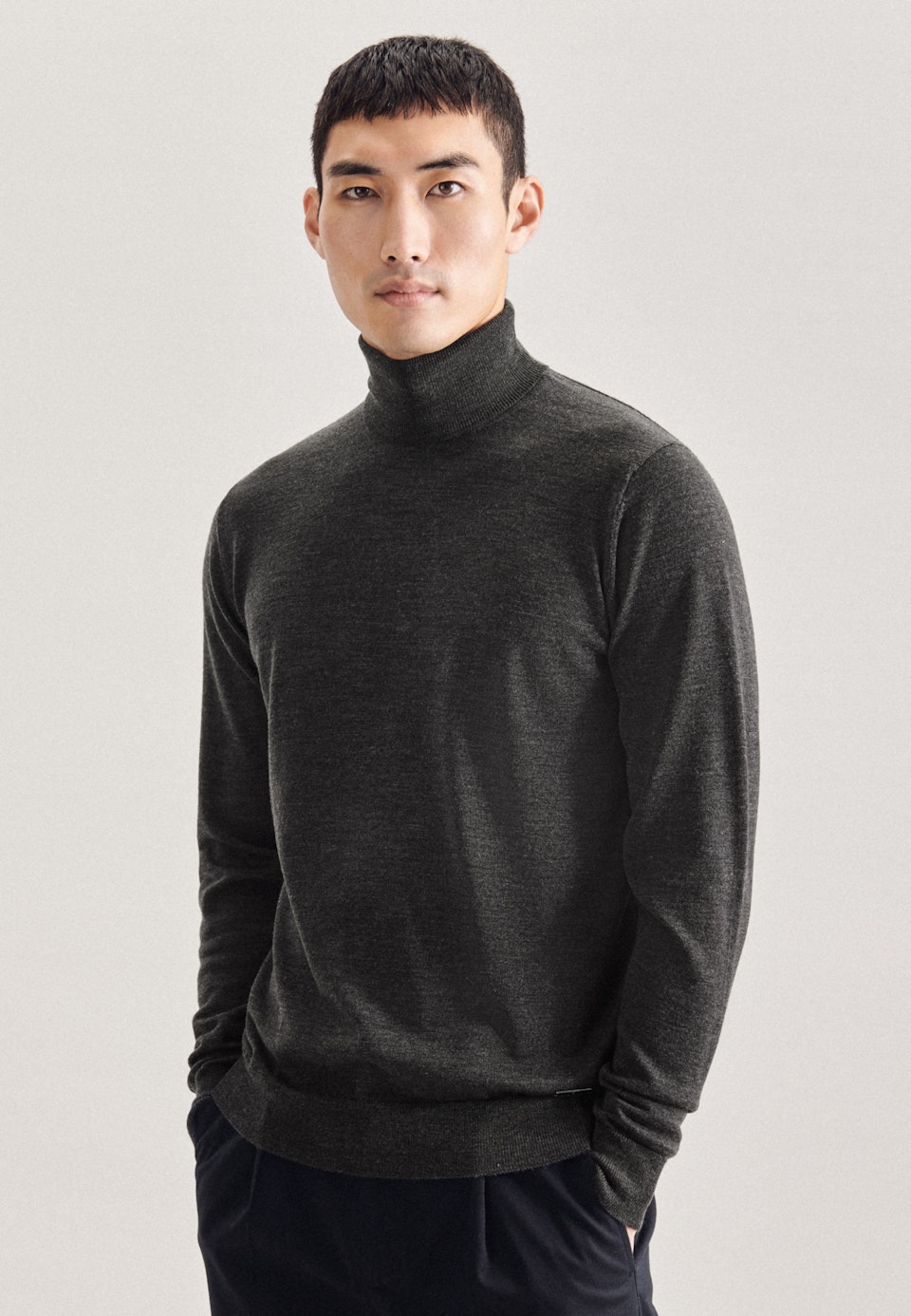 Rollkragen Pullover Regular fit 100% Wolle in Grau | Seidensticker Onlineshop