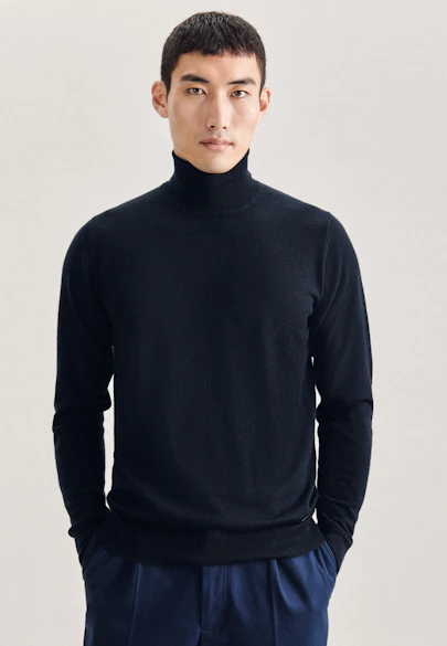 Rollkragen Pullover  , Uni in Dunkelblau |  Seidensticker Onlineshop