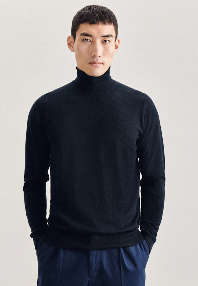 Rollkragen Pullover  , Uni in Dunkelblau |  Seidensticker Onlineshop