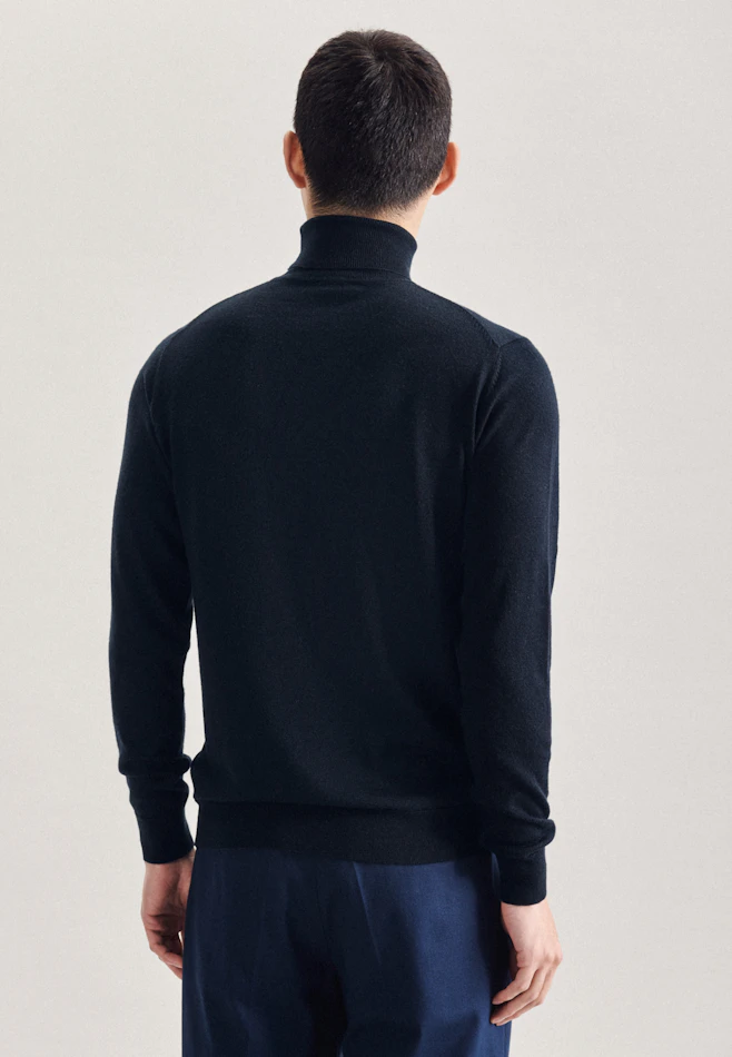 Regular Pull-over Uni dans Bleu Foncé | Boutique en ligne Seidensticker