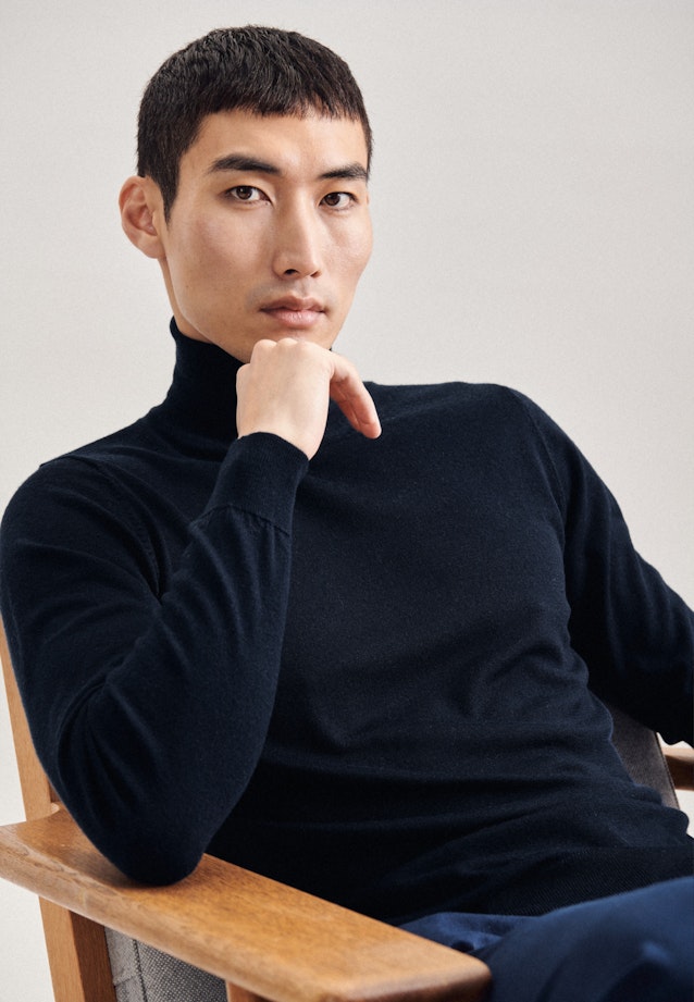 Regular Pullover Uni in Dunkelblau |  Seidensticker Onlineshop